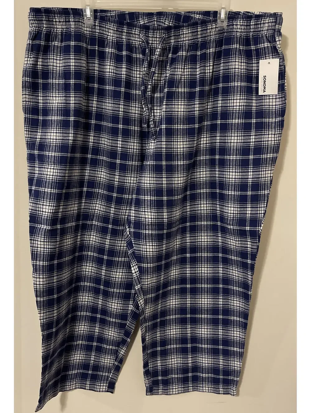 Sonoma Mens 4xb Blue Plaid Cotton Flannel Sleep Pants w/Pockets NWT! A4513